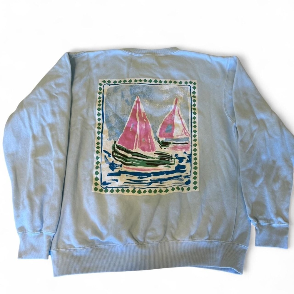 Show Me Your Mumu Stanley Baby Blue 'Le Soleil' Graphic Crewneck Sweatshirt - Si - Picture 3 of 3